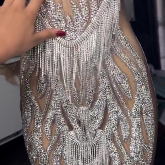 Embellished Silver Sequin Evening Dress *Custom Made* - Picture 3 of 3